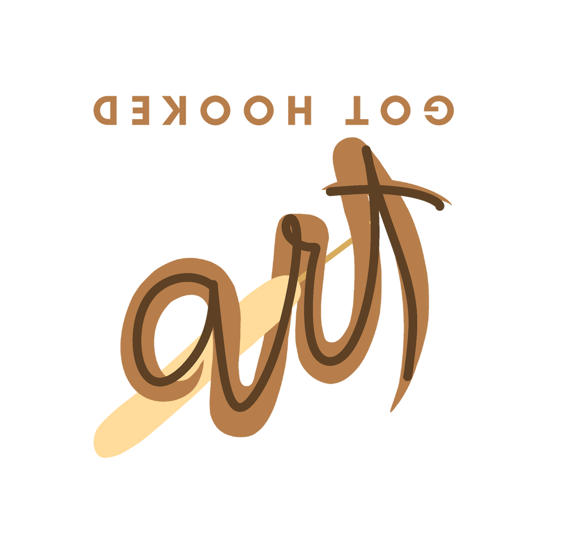 MGotHooked's logo, upside down, forming the word, "art"